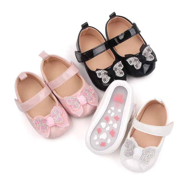 Studded Butterfly Bow Baby Shoes