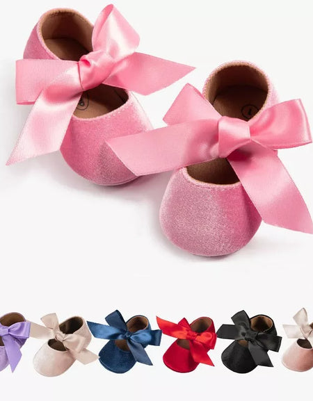 Ribbon Knot-up Velvet Baby Shoes