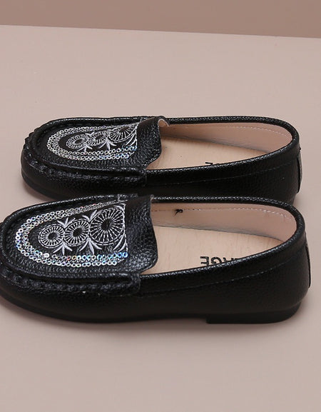 Polished Embroidered Kids Loafers
