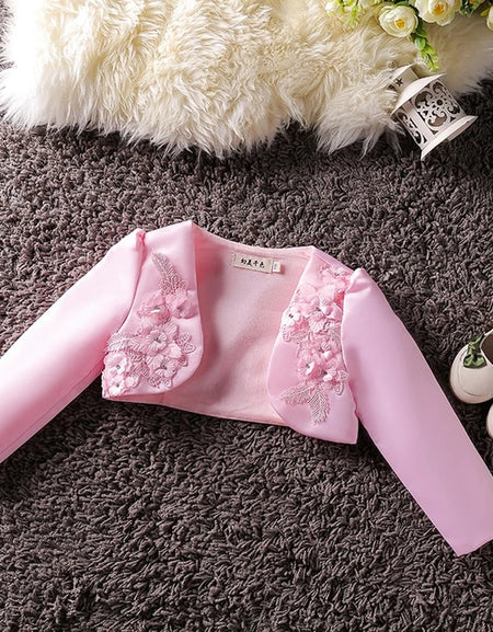 Lustrous Flower Embossed Bolero Jacket