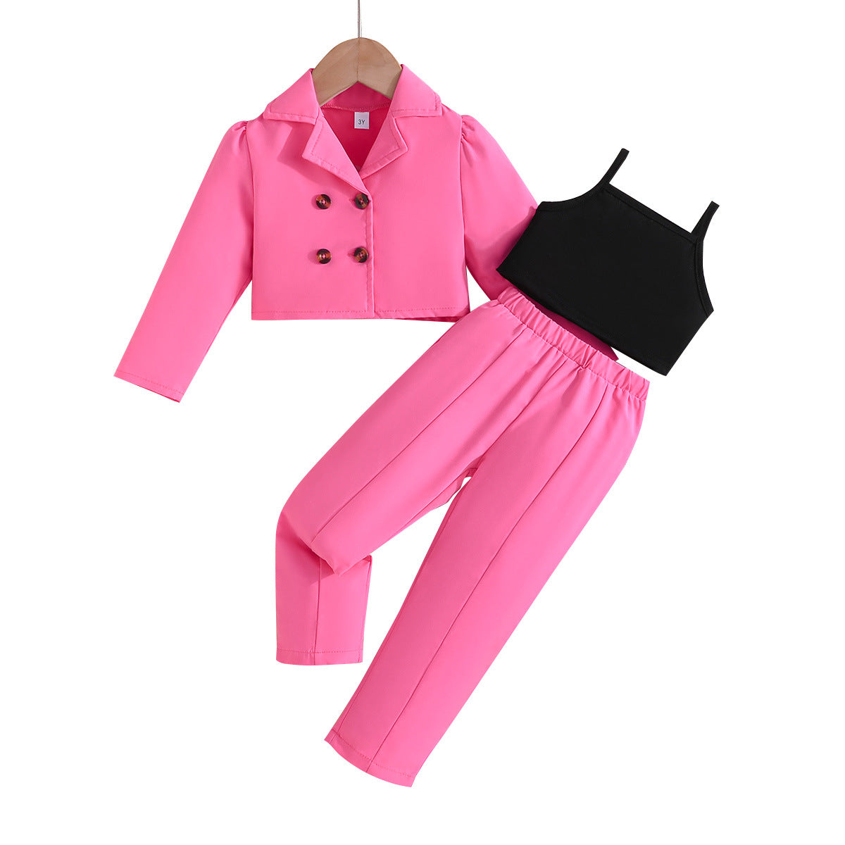 Chic Girls Double Breasted Blazer, Cami Top and Pant Set