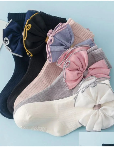 Big Bow Self Striped Knitted Socks