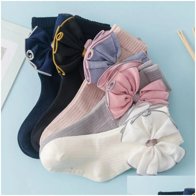 Big Bow Self Striped Knitted Socks