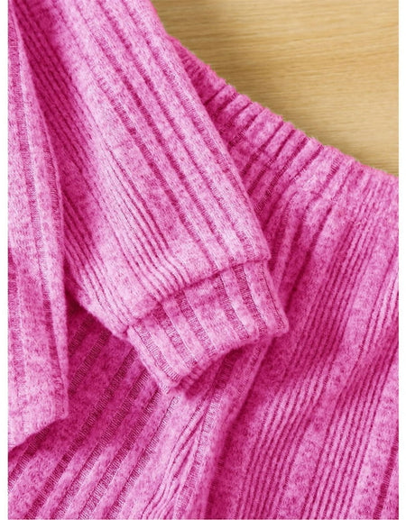 Ribbed Knit Longsleeved Hoodie and Pant Set