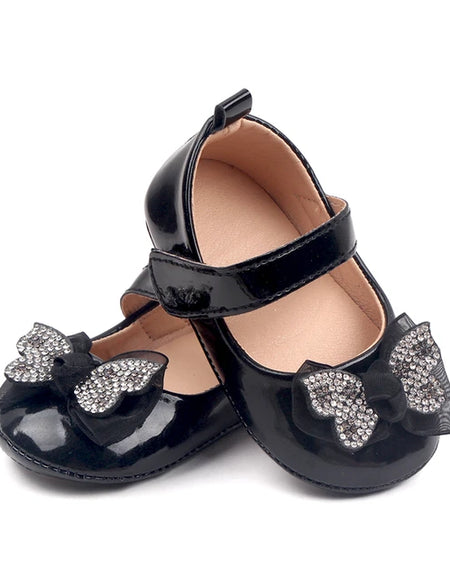 Studded Butterfly Bow Baby Shoes