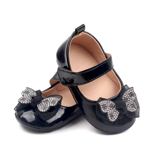 Studded Butterfly Bow Baby Shoes