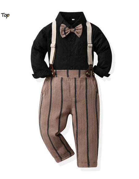 Lil Gent Striped Pant, Shirt, Suspender& Bowtie Set
