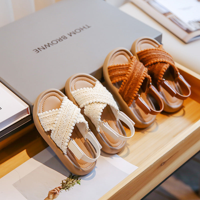 Braided PomPom Unisex Sandals