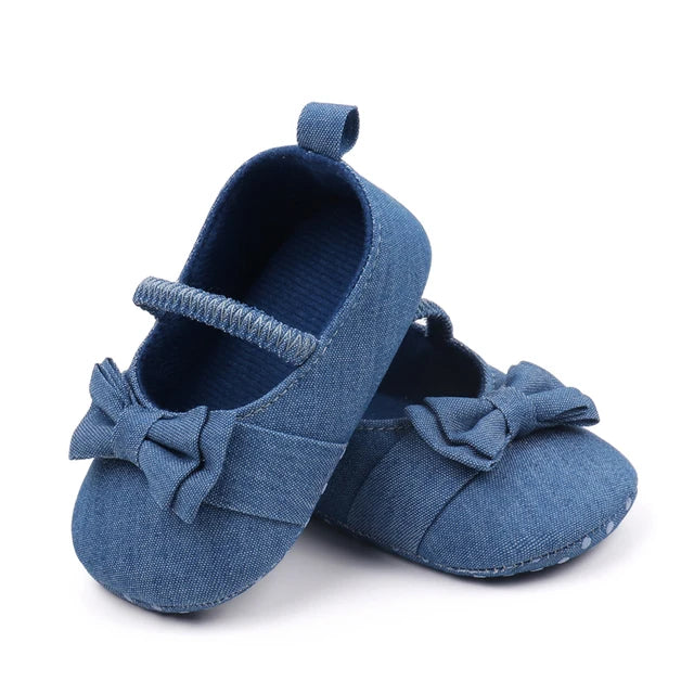 Denim Style Bow Baby Shoes