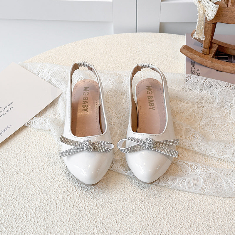 Pearlshine Bow Slingbacks with Kitten Heel