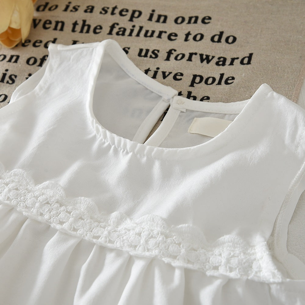 Sunbeam Tiered Cotton Dress – White, Cream & Mustard