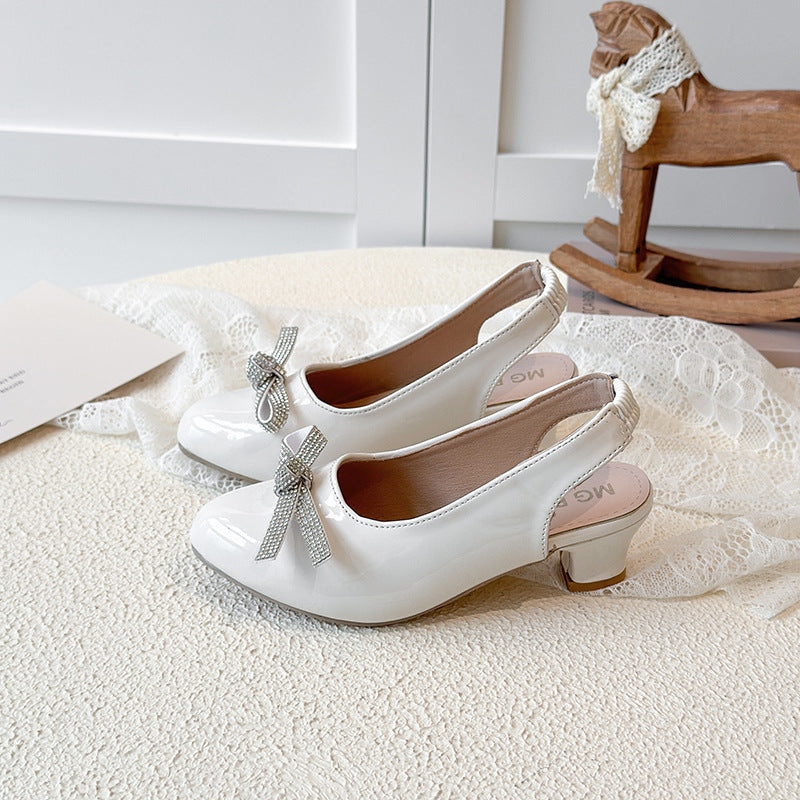 Pearlshine Bow Slingbacks with Kitten Heel