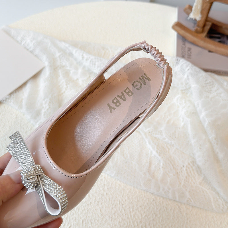 Pearlshine Bow Slingbacks with Kitten Heel