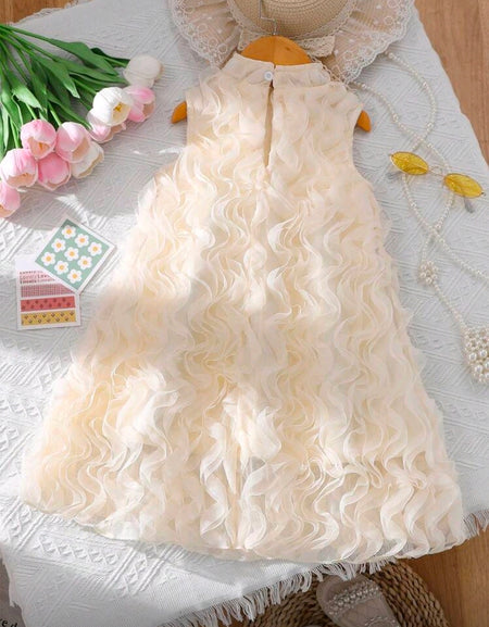 Cream Ruffles Wavy Loose Dress