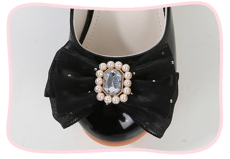 Pearl Twinkle Charm Pumps with Block Heels