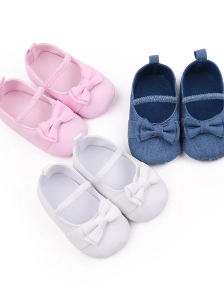 Denim Style Bow Baby Shoes
