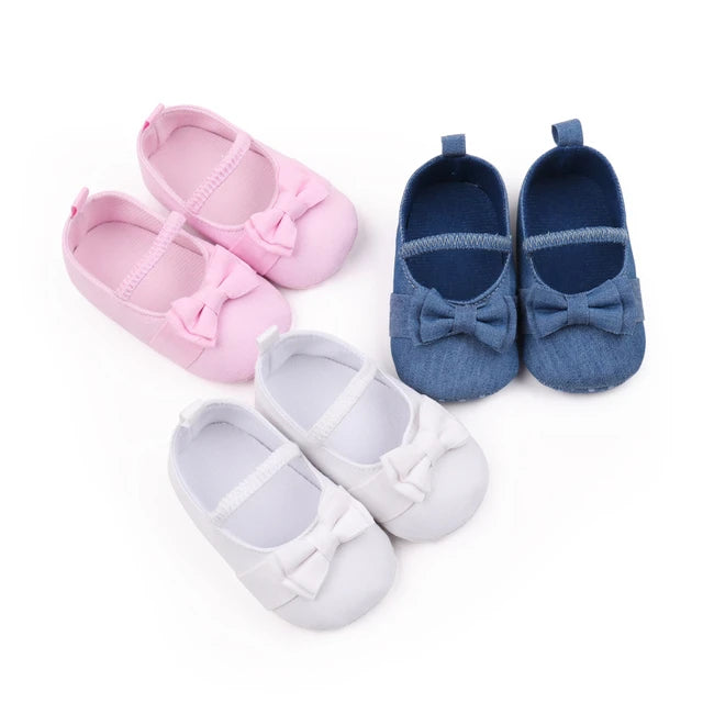 Denim Style Bow Baby Shoes