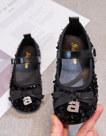 Sequin Embellished Bowknot Girls Shoe
