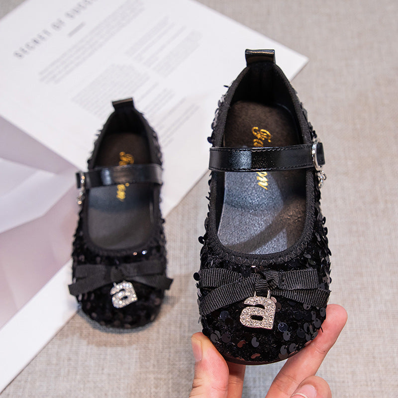 Sequin Embellished Bowknot Girls Shoe