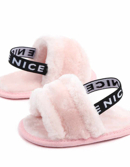 Fluffy Faux Fur Sling Back Slides
