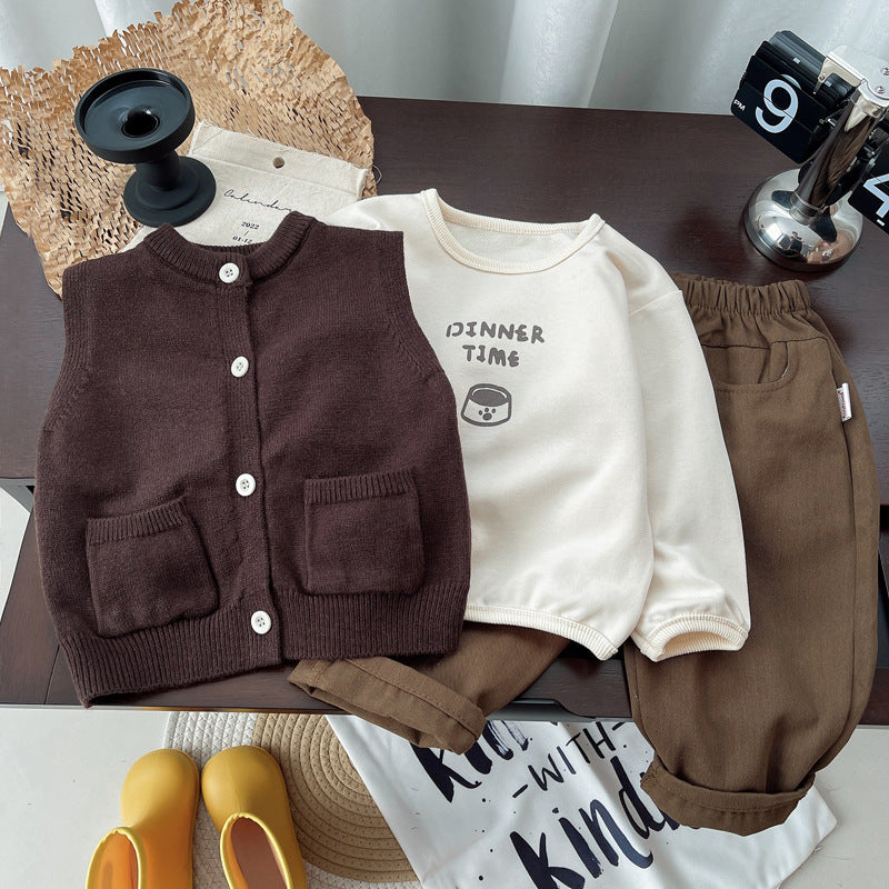 Brown - Toned Cozy Cardigan 3piece Set