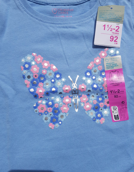 Primark Girls' Butterfly Longsleeve T-Shirt.