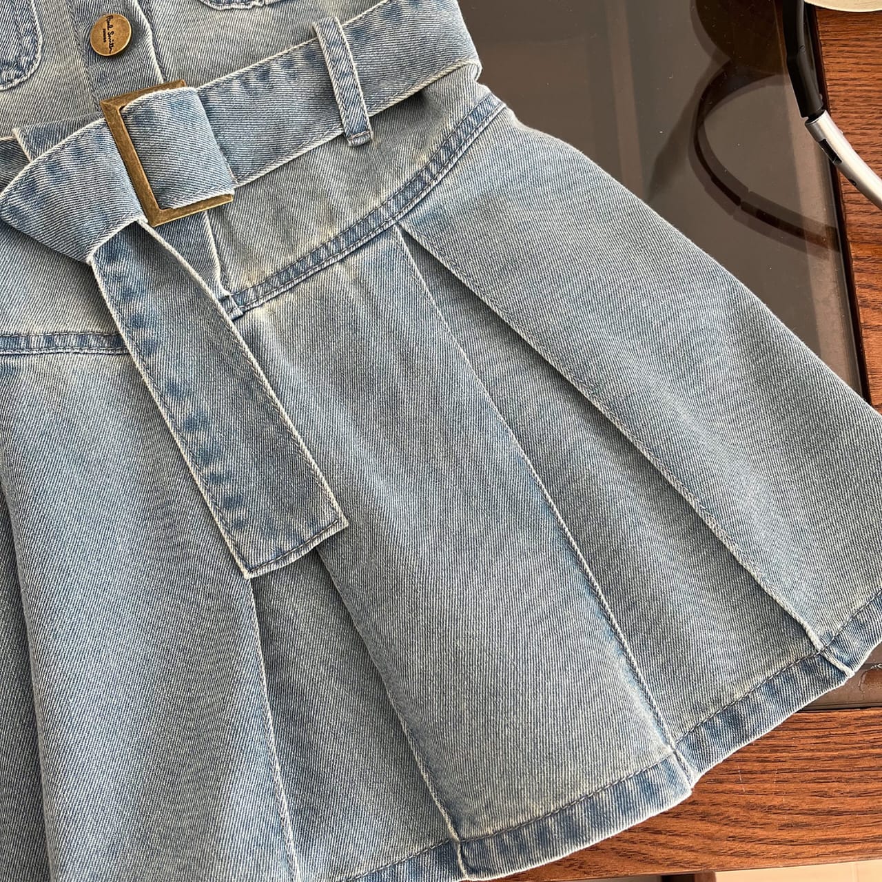Classic Belted Denim Dress – Light Wash