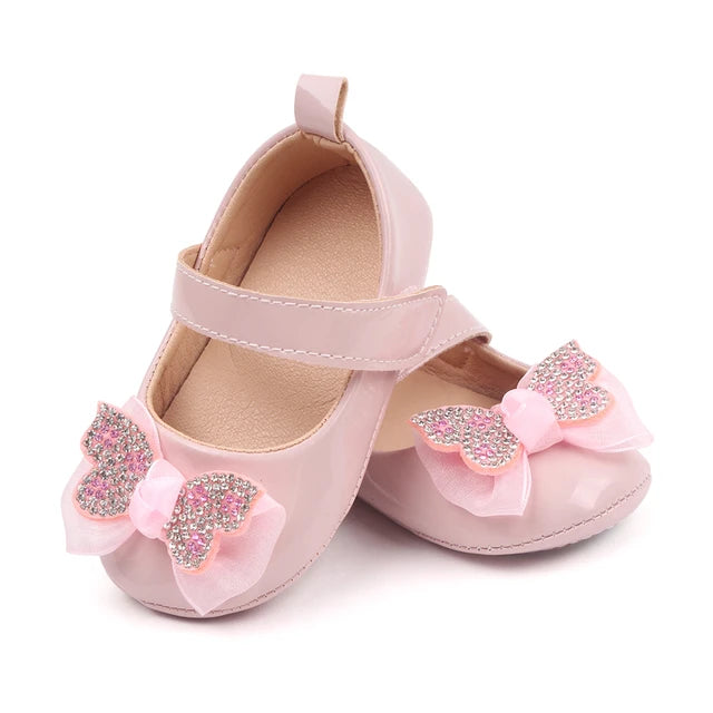 Studded Butterfly Bow Baby Shoes