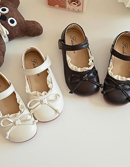 Vintage Lace& Bow Girls Flats
