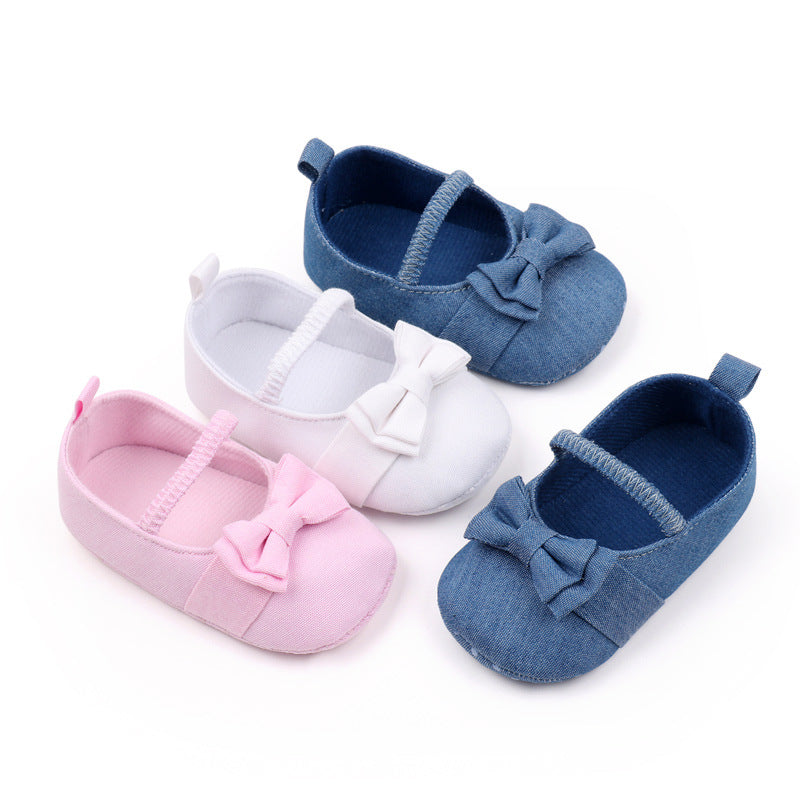 Denim Style Bow Baby Shoes