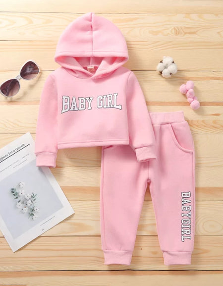 BABYGIRL HOODIE PULLOVER AND PANTS SET