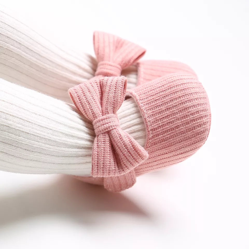 Self-striped Cotton Bow Shoes