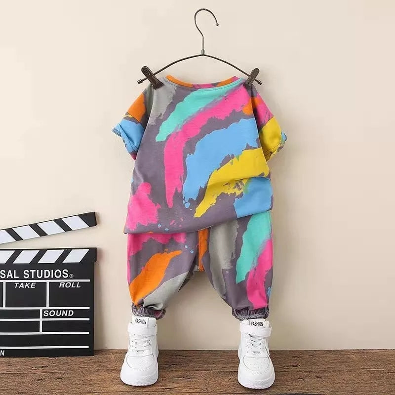 Astronaut Multicolor Print Top and Pants Set