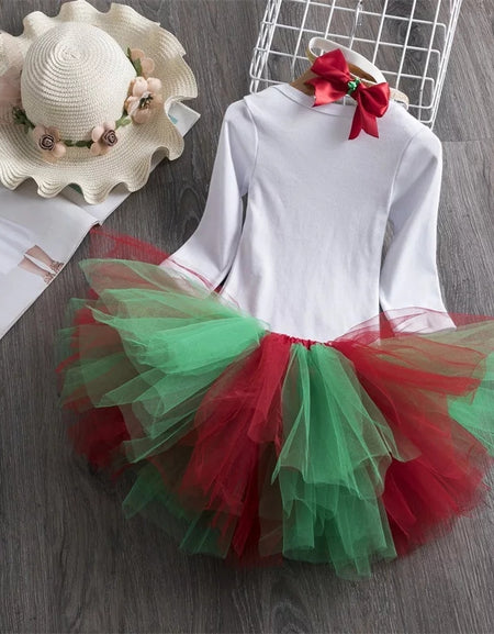 Sequined One My First Christmas Dual Color Tulle Skirt set