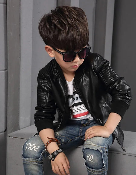 Unisex Pure Kids Leather Jacket