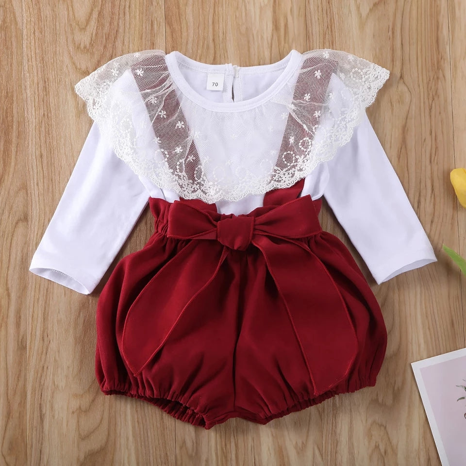 Lace Neck top and bloomer set