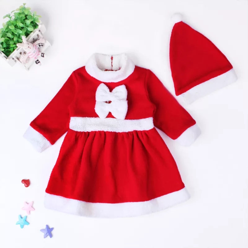 Girls Stylish Santa Claus Outfit - 2pieces