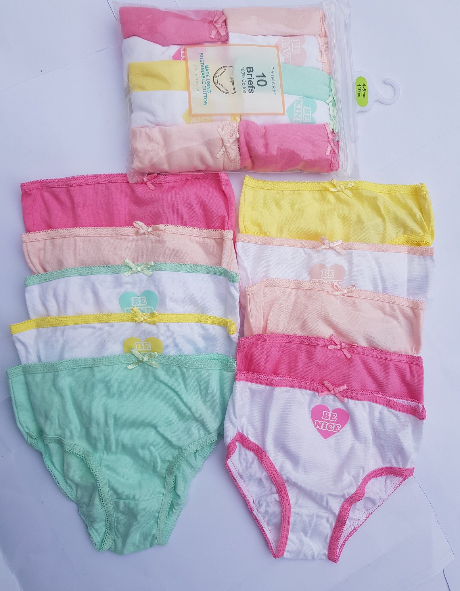 10 Pairs Knickers Days Of Week Primark Cotton Rich Girls Briefs Age 1 to 7  Years