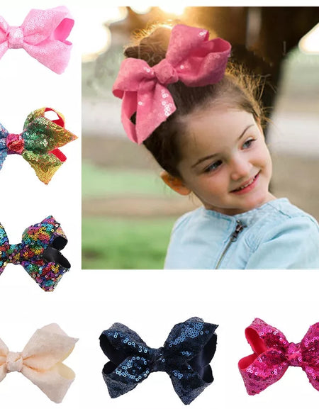 8 / 4 inches Sequin Bow Hair Clip