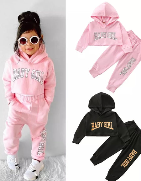 BABYGIRL HOODIE PULLOVER AND PANTS SET