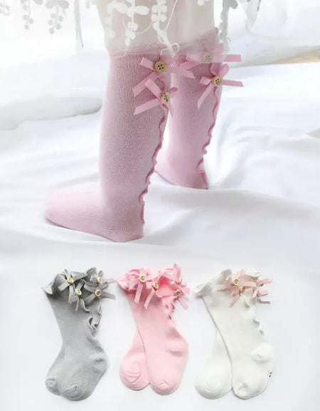 Buttoned Detail Frill Socks