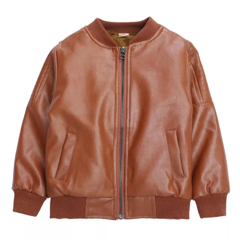 Unisex Pure Kids Leather Jacket