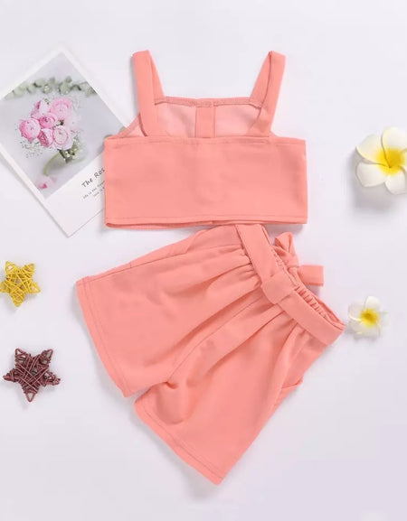 2pcs Button Sleeveless top & shorts set - 2-4Years