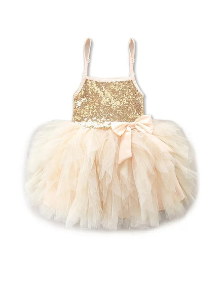 Sleeveless Sequin Twisted Tulle Ball Dress