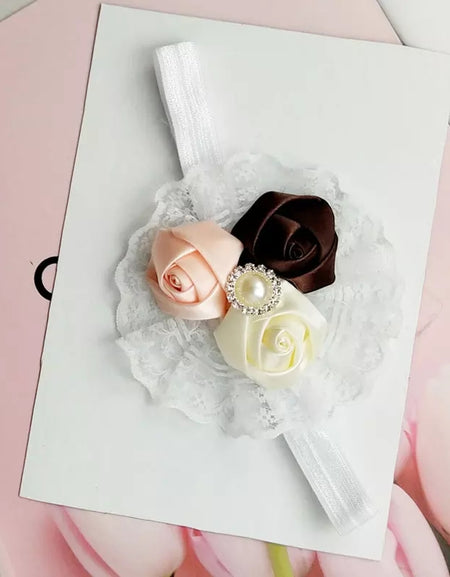 Tricolor Rose Lace Statement Headband