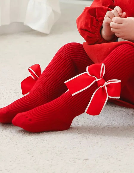 Big White-taped Bow Popsocks / Panty hose / Tights