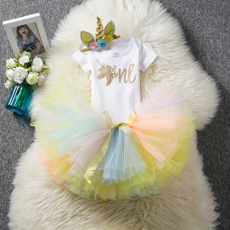 Unicorn Themed First Birthday Outfit