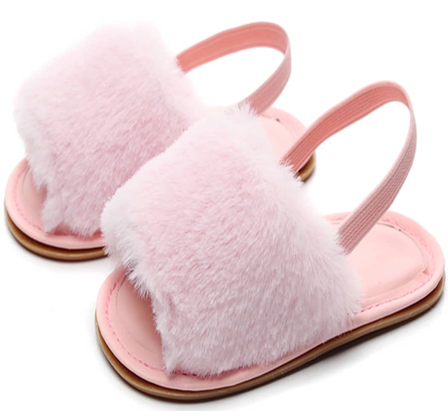 Faux Fur Sandals / Slides with Rubber Sole