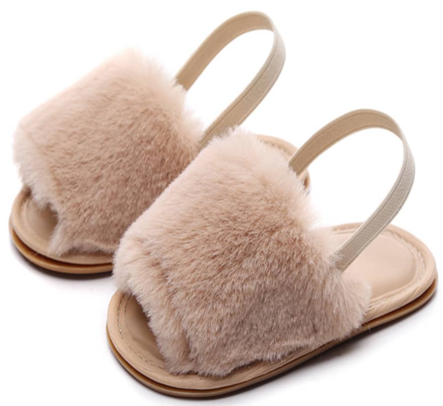Faux Fur Sandals / Slides with Rubber Sole