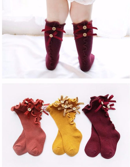 Buttoned Detail Frill Socks